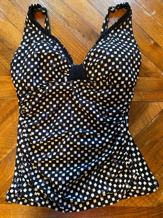 Gottex Other - Gottex Black and White Patterned Swim Top 34D Size L Tankini Supportive Ruffle